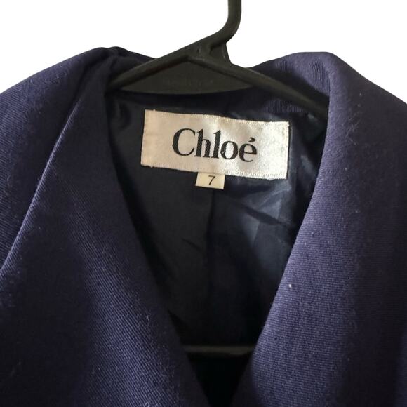 Chloe Navy Wool Peacoat – Double-Breasted Classic Tailored Jacket, Size M - Picture 3 of 4